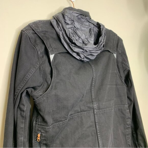 Levi's Black Button Front Hidden Hoodie Denim Jacket Size Small - Picture 6 of 9